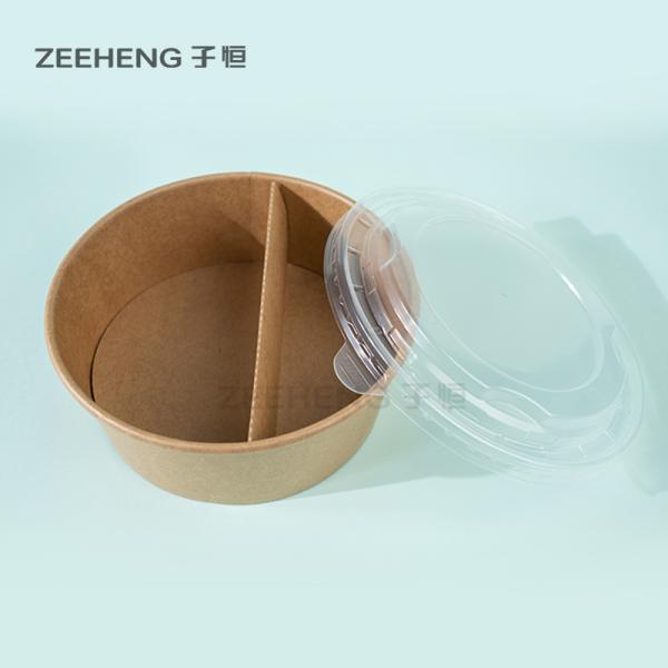 1100ml 36oz Disposable Kraft Salad Bowl With Insert Plate