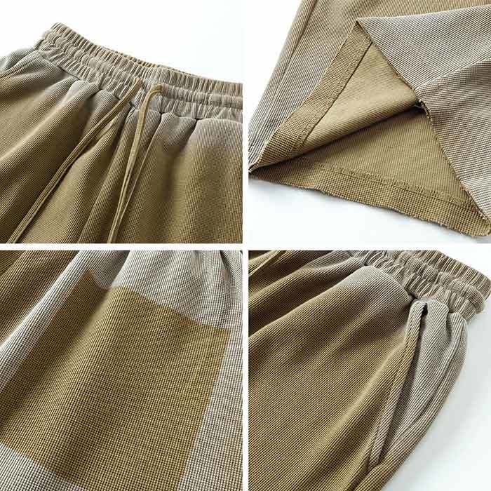 325GSM Airbrushed Waffle Knit Shorts Gradient 71% Cotton Blend Shorts Anti Pilling