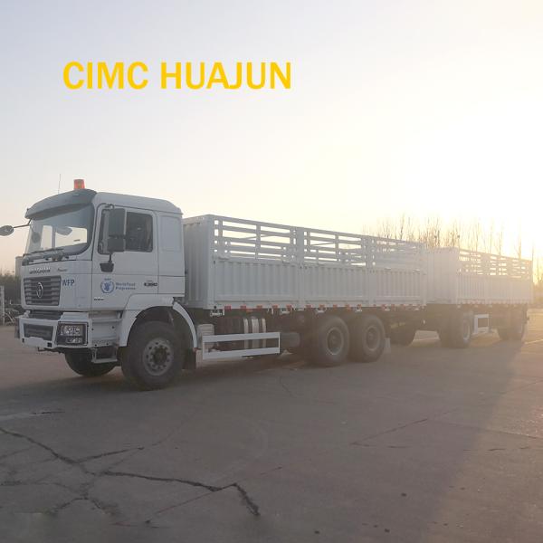 Cereal Transport 60T Flatbed Trailer Train with Mechanical Suspension and Tarpaulin