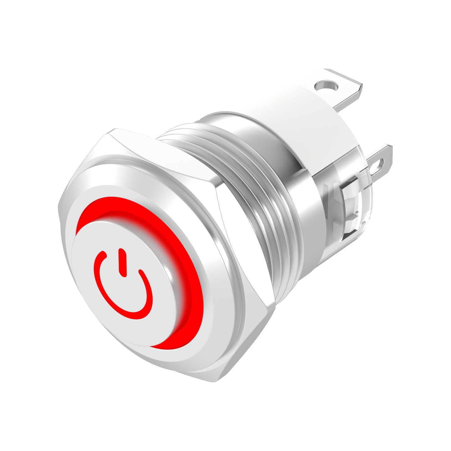 Metal Push Button Switch, Short Type, High Current 19mm Power Button with Light, Self-Locking and Self-Reset Start-Stop Switch