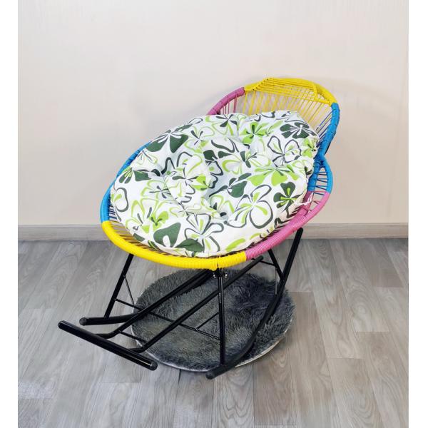 Outdoor Colorful Round Rattan Rocking Egg Shaped Baby Chair for Courtyard Relaxation