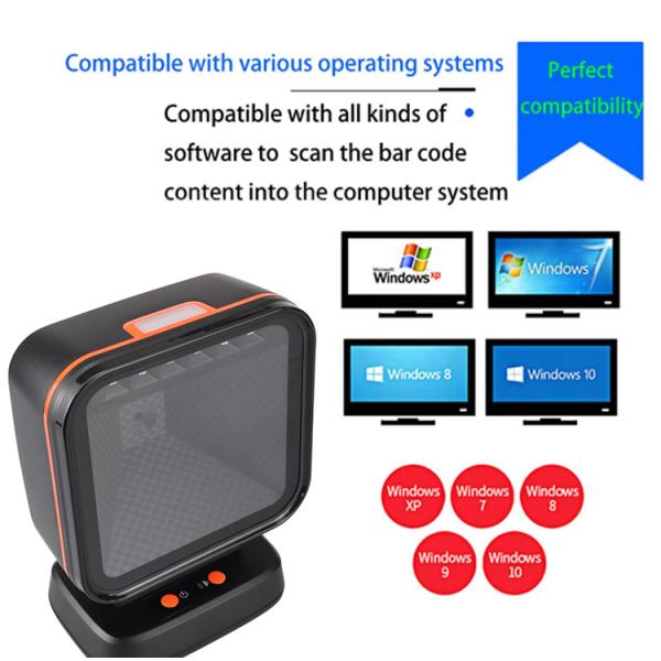 2D Omnidirectional Barcode Scanner QR Code Desktop Barcode Reader for Supermarket Auto Sense Data Matrix PDF417 1D 2D Scanners