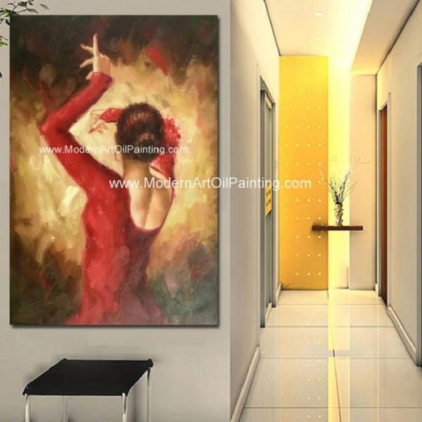 Dançarino feito a mão moderno Oil Painting do flamenco, parede abstrata Art Canvas Painting