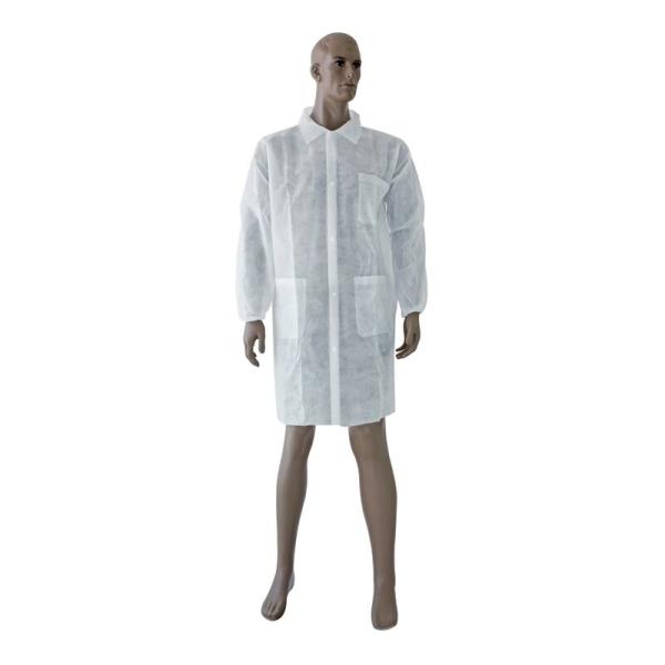 Unisex 30g Non Woven Disposable Lab Coat With Velcro