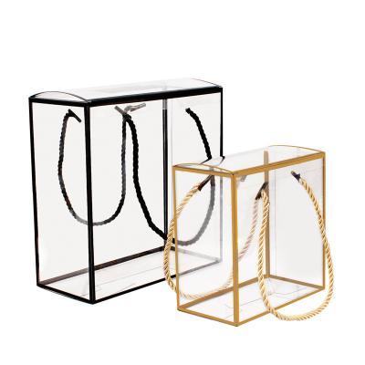Simple Folding PET PVC Tote Transparent Plastic Pvc Box Gift Packaging With Handle