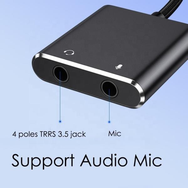 Plug and Play Audio Mic Studio Headset USB External Sound Card Adapter for Laptop