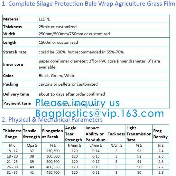 UV Resistant Preserve Silage, Hay, Maize Protection Wrap Film Agriculture Grass Bale Pack Silage Stretch Film