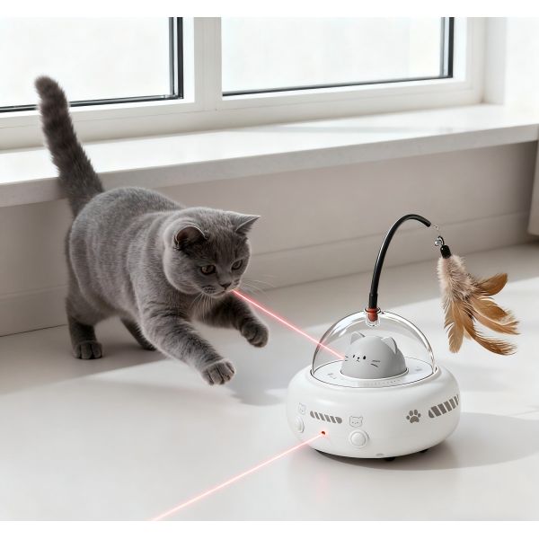 Adjustable Chicken Toy Automatic Laser Feather Bell Interactive Electric USB Rechargeable Safe Lifelike Taffeta Material