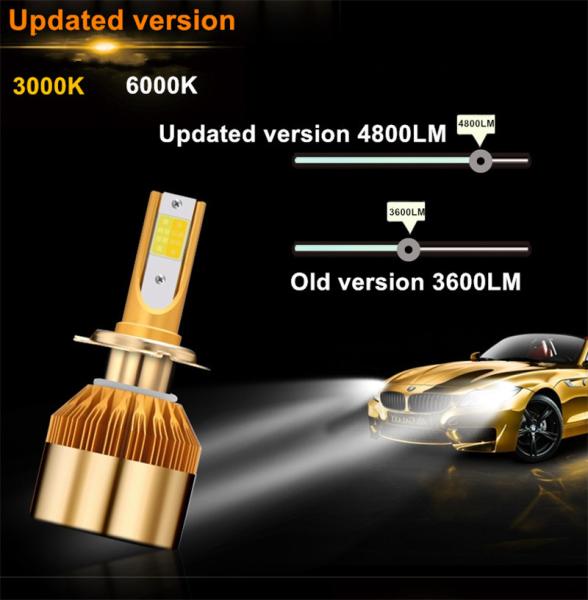 White Gold Color 12V 10000LM H4 H7 H1 H8 H9 H11 Led Car Headlight 3000K 6000K Dual Color Led Headlamp Auto Bulbs