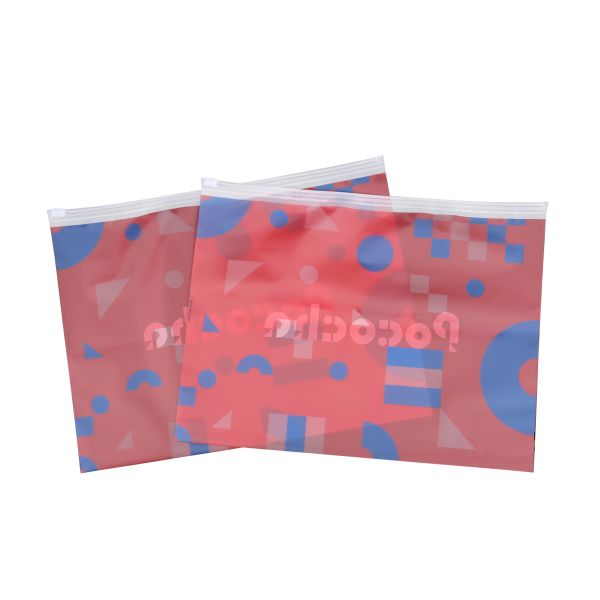 Customized Logo Printed Sliding Transparent Zipper Hat Shirtpackaging Bags Biodegradable Black Frosted Zipper T-Shirt Bag