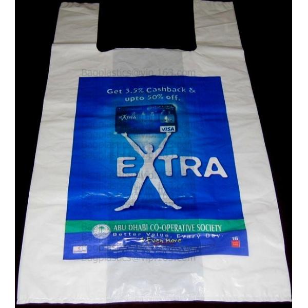 Starch Biodegradable T Shirt Bags Made Of PLA PBAT, 100% Biodegradable & Compostable,T-Shirt Shopping Bags, DOLLAR STORE