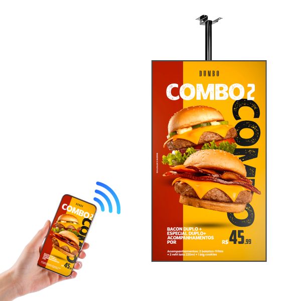 Wall Window Full Color LCD Digital Menu Board Animation Advertising Hanging Ceiling 4K UHD Display