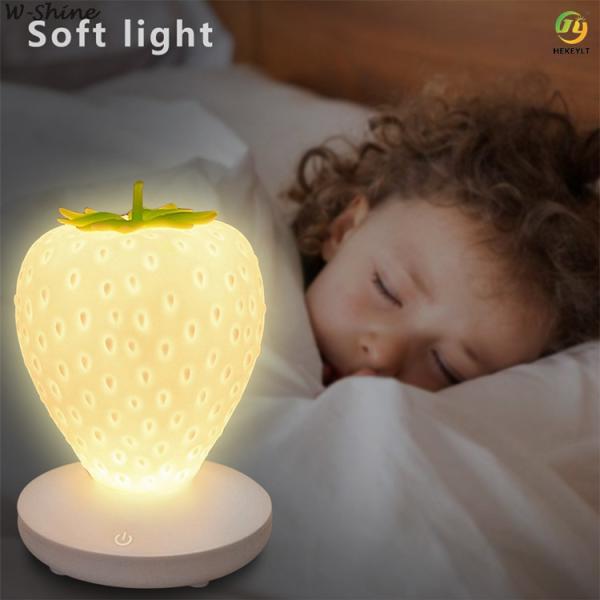 USB Nightlight клубники СИД Dimmable касания для настольной лампы ухода за больным младенца