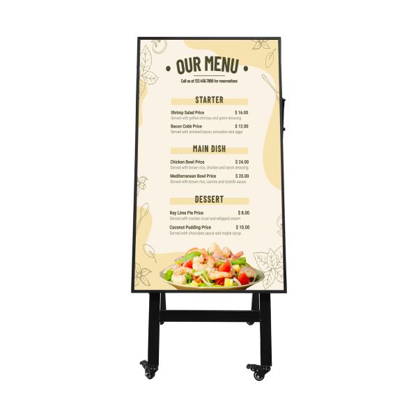 Indoor Fast Food LCD Digital Menu Display Android 11 1000cd/m2 4K UHD Commercial Advertising Screen
