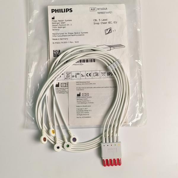Philip CBL 5 Lead Snap Chest IEC,ICU,REF M1604A PN 989803144921