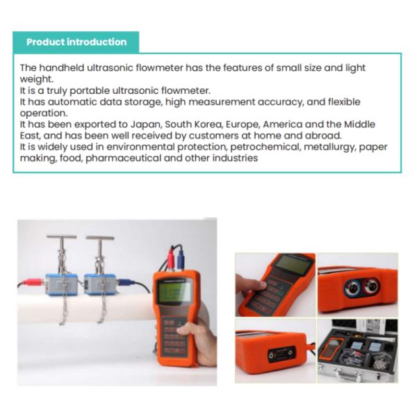 Clamp-On Handheld Ultrasonic Sensor Water Sewage Flow Meter Liquid Ultrasonic Flowmeter