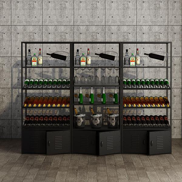 Stackable Wine Wall Cabinet Customized Bar Metal Glass Wine Storage Rack for Display