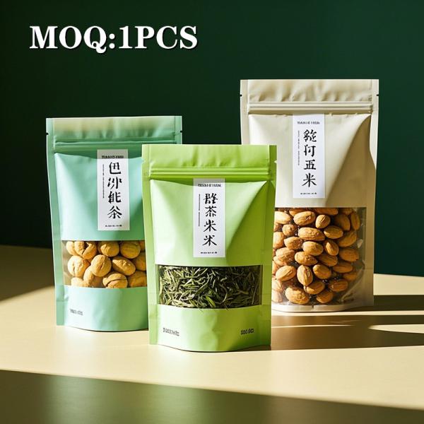Custom Printed Tea Top Candy Stand Up Pouch Plastic Edible Resealable 3.5g 7g 14g 1oz 1lb 1kg Food Frosted Mylar Zipper Bag