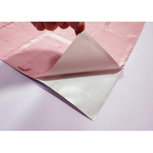 Pink Washable Self Adhesive Brick Wallpaper Environmental Dustproof