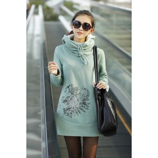 Фуфайки дам осени с капюшоном, вышитый OEM хлопка