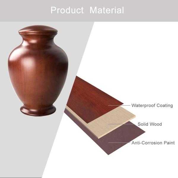 Elegant Wood Vase Urns For Human Ashes Adult Male/Female,For Adults Up To 200lbs,Burial Cremation Urn For Funeral