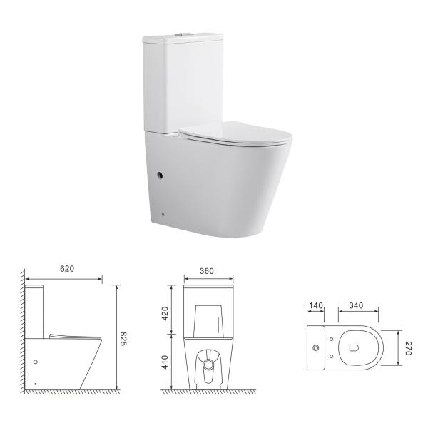 European Luxury Ceramic Floor Mounted Close Coupled Two Piece Toilet Manufacture Rimless Wash Down