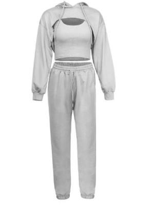 Veste fraca do revestimento do Hoodie de S de Women do fabricante de roupa da quantidade pequena ' com os esportes das calças que movimentam o terno de três peças