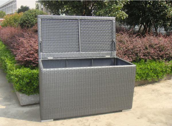 Aluminum Frame Grey Plastic Wicker Storage Box 120 x 60 x 85cm