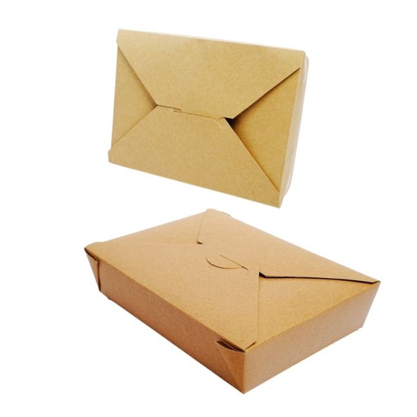 Wholesale customized eco-friendly biodegradable kraft paper box packaging lunch salad restaurant container