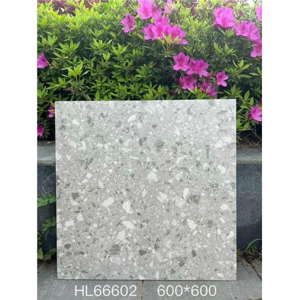 Waterproof and Anti-slip Gray 600x600mm Indoor Floor Terrazzo Ceramic Tiles For Living Room