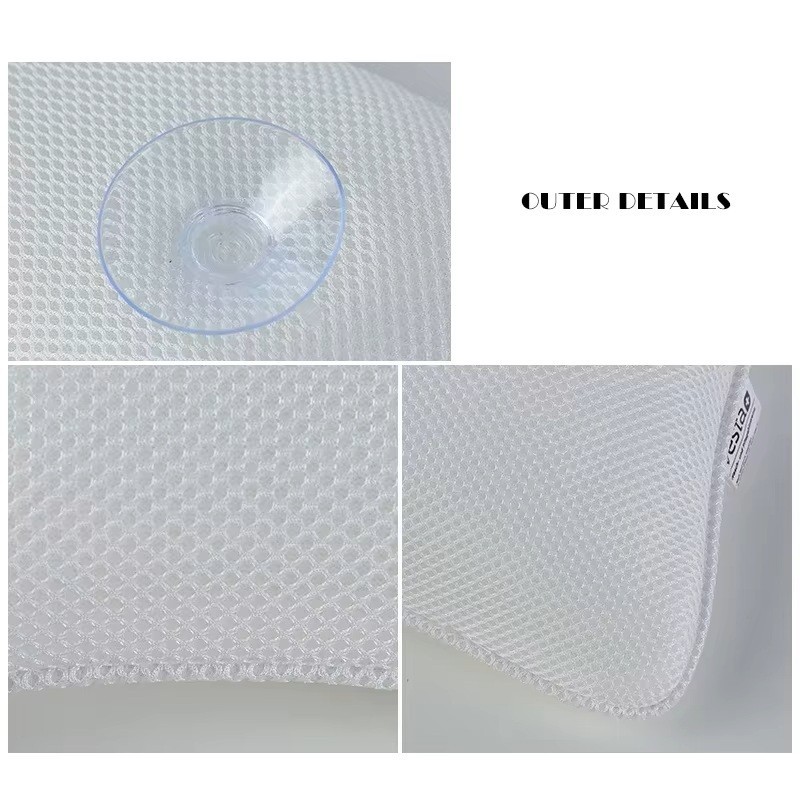 Ergonomic Bath Pillow with Secure Suction Cups and Soft Material for Bathtub Comfort