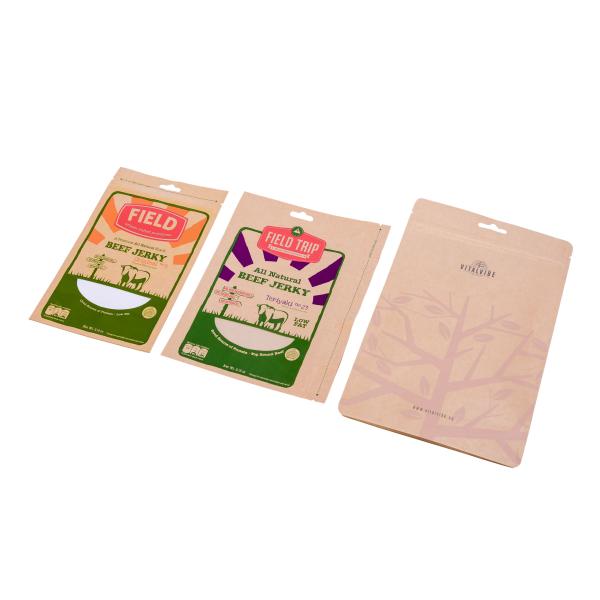 Durable Kraft Brown Paper Bags With Zipper Foil Lined Moisture Resistance OEM