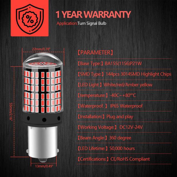 1156 1157 7440 7443 LED Car Turn Signals Brake Reverse Bulbs Waterproof 50000hrs