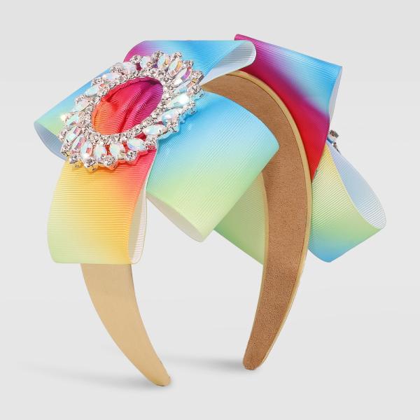 Creative gradient color rainbow hair hoop headbands lady girls fashion exaggerated insert drill Yiwu accessories