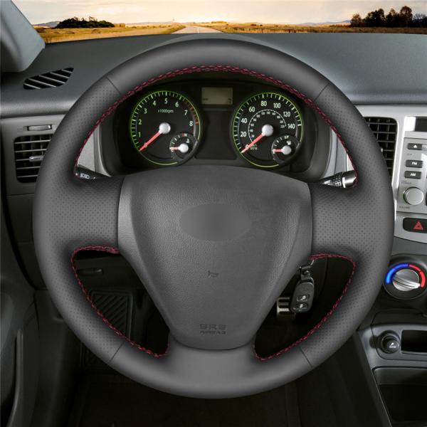 Light Blue Thread Hand Stitched Leather Steering Wheel Cover for Hyundai Getz 2005-2011