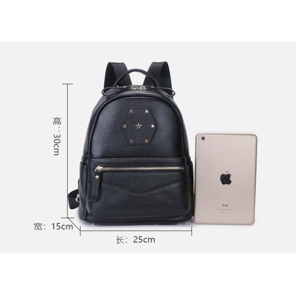 Real Cow Leather Multifunctional Bag , Large Capacity Student Black Backpack Purse