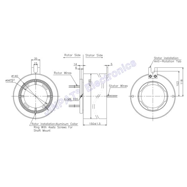 LPT096 300 оборотов в минуту через отверстие скользящего кольца внутренний диаметр 96 мм