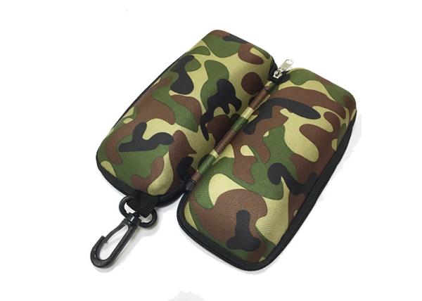 Green Camo Shockproof EVA Glasses Case with Nylon Zipper and Plastic Hook