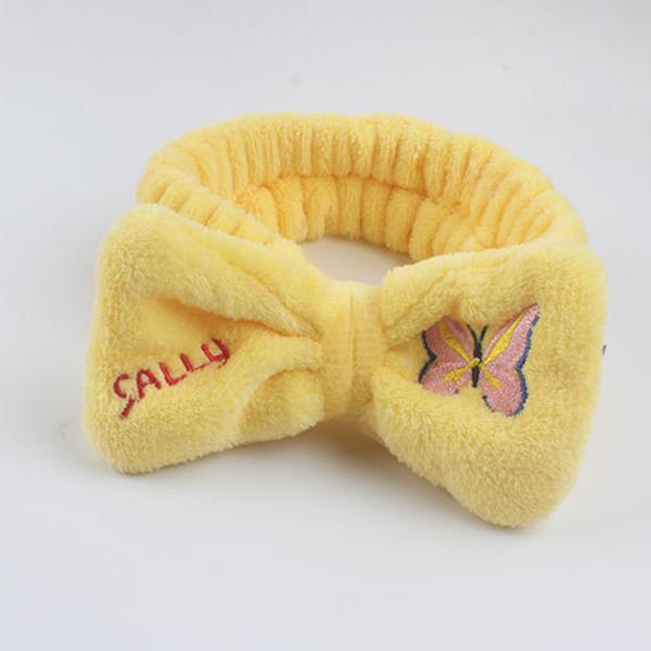 Pink  Red Black Wash Face Elastic Hair Band Cute Butterfly Bow Soft Makeup Headband