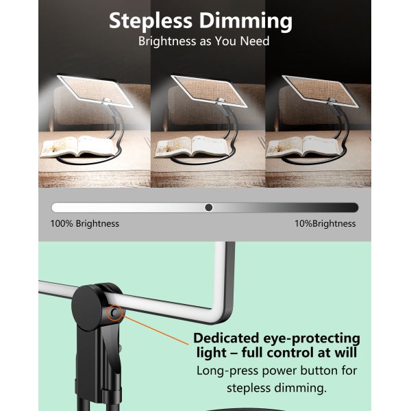 New Horizontal Square Large Lens 64 Led Lights Magnifier  Stepless Dimming Lights Battery Display USB Charging Magnifier