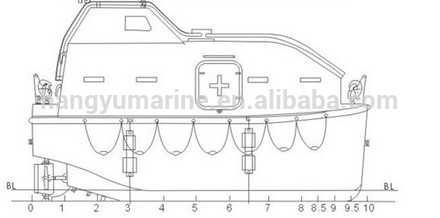 Marine totally enclosed fiberglass lifeboat for sale