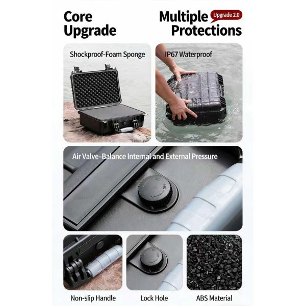 Plastic Equipment Trolley Case Waterproof Case Sponge Toolbox Shockproof Case