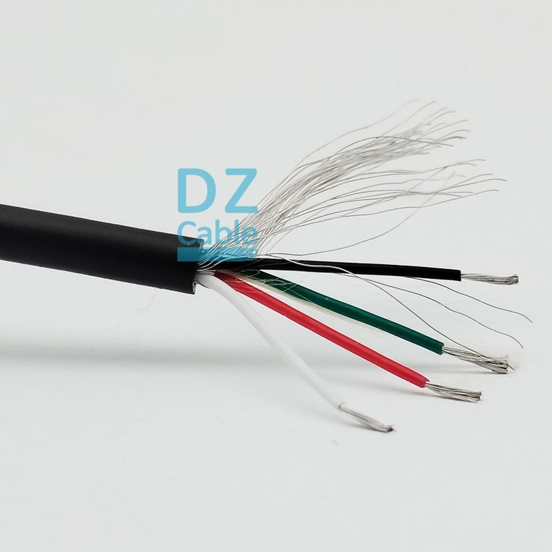 Multicore Shielded Cable 4x28AWG with TCWS Spiral Shield and TPU Sheath for High Temperature Applications