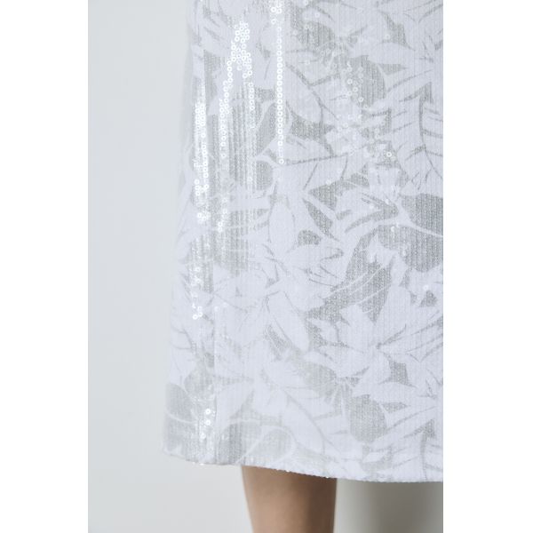 Custom White Sequin Dress Leaf Pattern Sleeveless Midi Dress  XS S Size