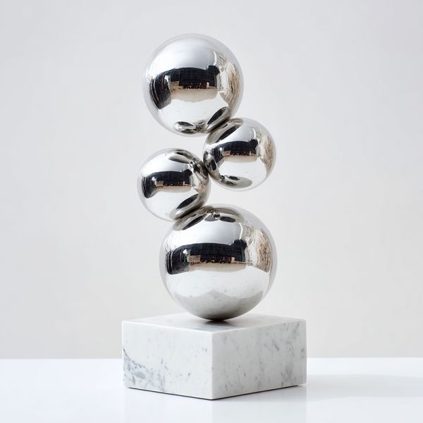 Chrome Spheres Stainless Steel Sculpture Modern Artistic Display for Homes