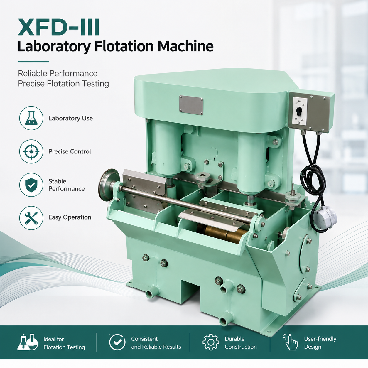 Mini Closed Circuit Continuous Lab Flotation Machine XFLBⅡ with 1.0 L Single Tank Volume and 2000-2600rpm Impeller Speed
