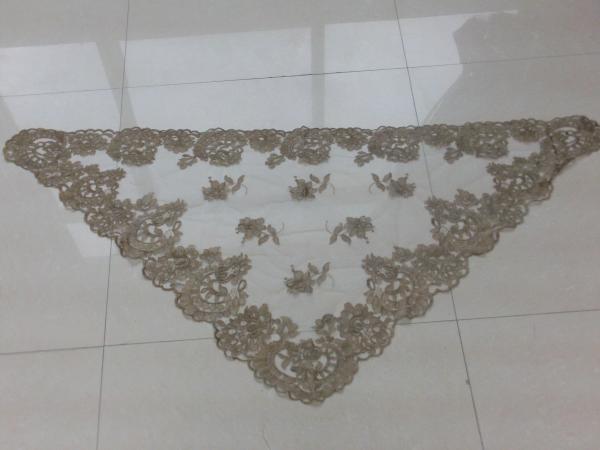 Khaki  Ivory Authentic Spanish Floral Mantillas Mesh Based Embroidery veils