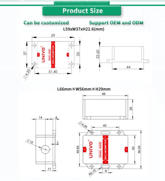 Medição precisa X-Y com o inclinômetro industrial UNIVO UBIS-326Y de grau industrial