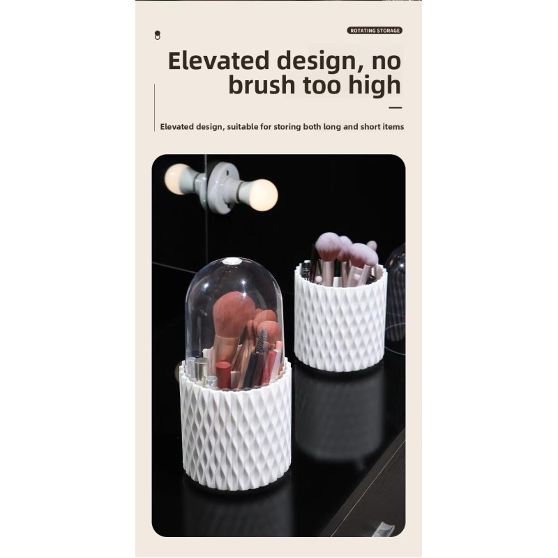 Ins Style Multi-Functional Desktop Organizer Rotating Makeup Brush Storage Tube Plastic Eyeshadow Brush Holder for Vanity Table