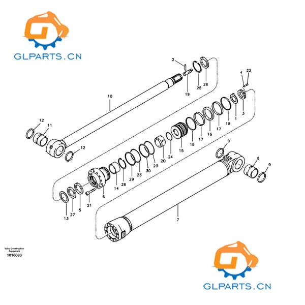 EC210B Cylindre à bras de pelleteuse VOE 145512429 14522908 14534547 14563977 14523658 14523658 14535513 14563983